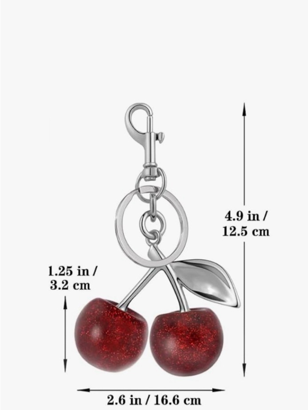 Red Cherry Keychain Silver Hardware - Picture 2 of 2
